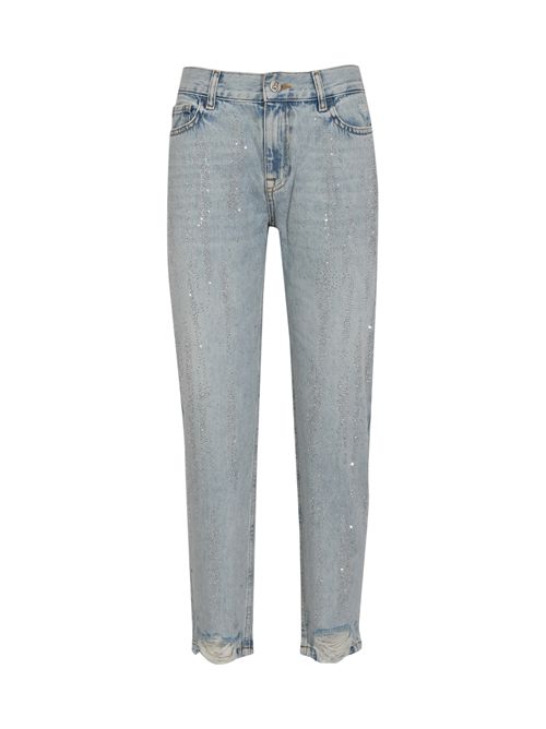 Jeans a sigaretta in denim chiaro con strass Patrizia Pepe | 8P0788 D141CB08
